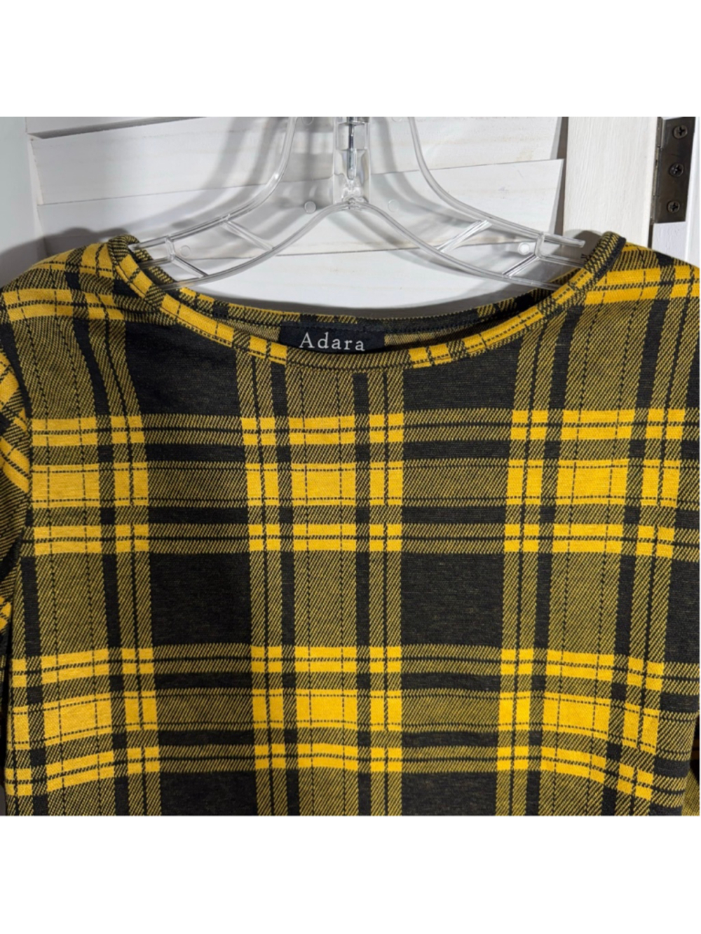 Vintage Y2K school girl style yellow black plaid mini skirt top set sz M - Picture 9 of 13